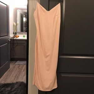 Baby pink velvet body-con dress